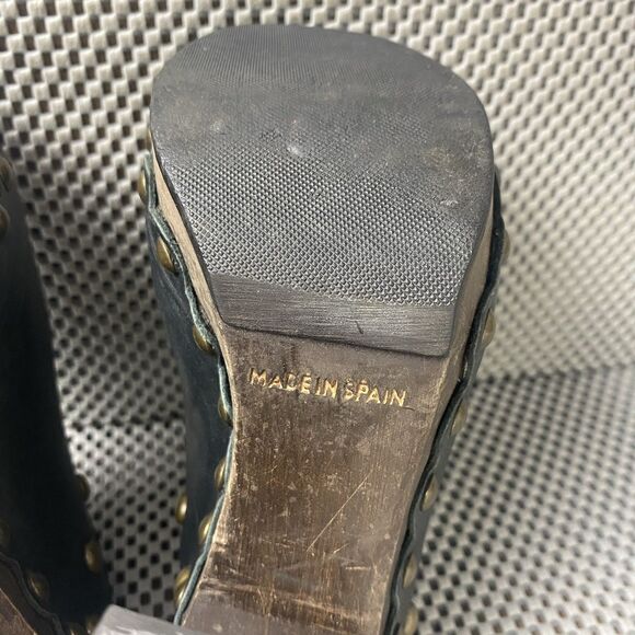 Stuart Weitzman Mules Womens 5.5 Black Leather Platform Heeled Made In Spain - Picture 14 of 15